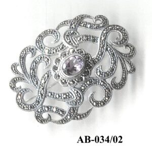 Broche de Plata de Ley con marcasitas y amatista.