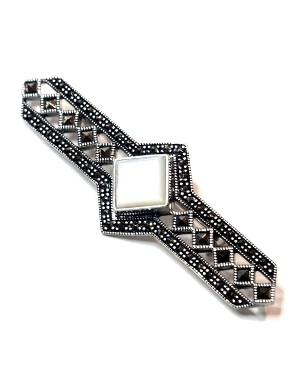 Broche de Plata de 1ª Ley (.925) con Marcasitas de estilo Modernista. - Imagen 2