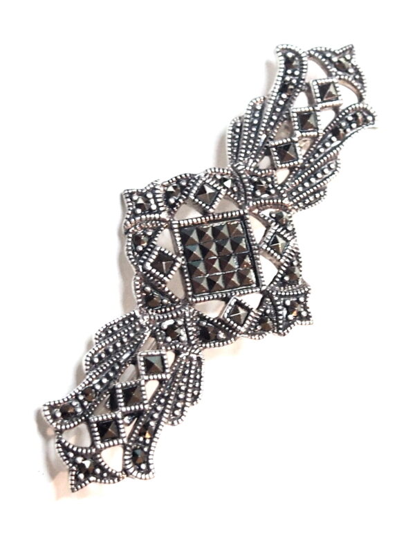 Broche Plata 1ª Ley (.925) con Marcasitas de estilo Modernista. - Imagen 2