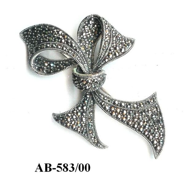Broche Plata 1ª Ley (.925) con Marcasitas en forma de lazo.