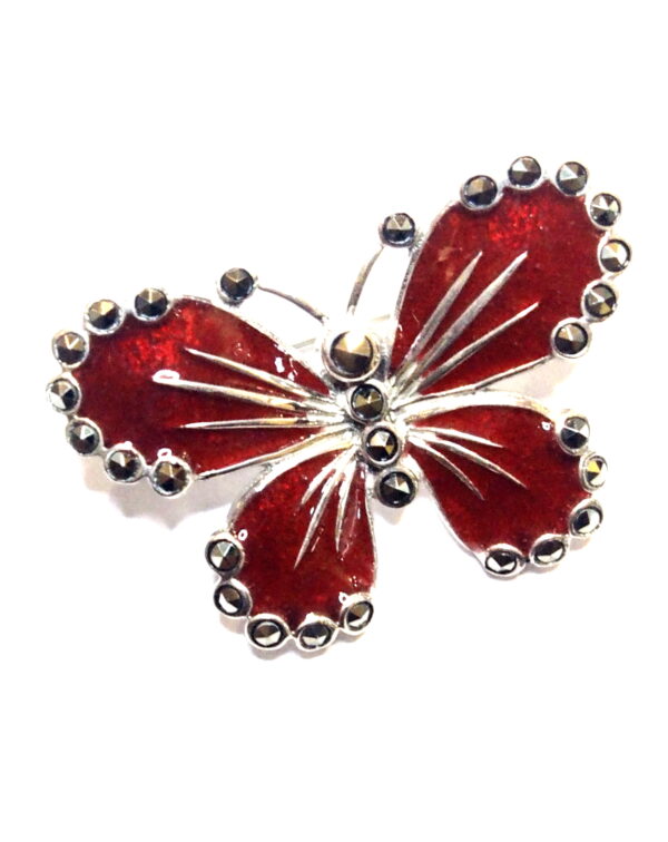 Broche Plata 1ª Ley (.925) con Marcasitas y esmalte sintético. - Imagen 2