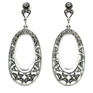 Pendientes de Plata de 1ª Ley (.925) calados con Marcasitas.