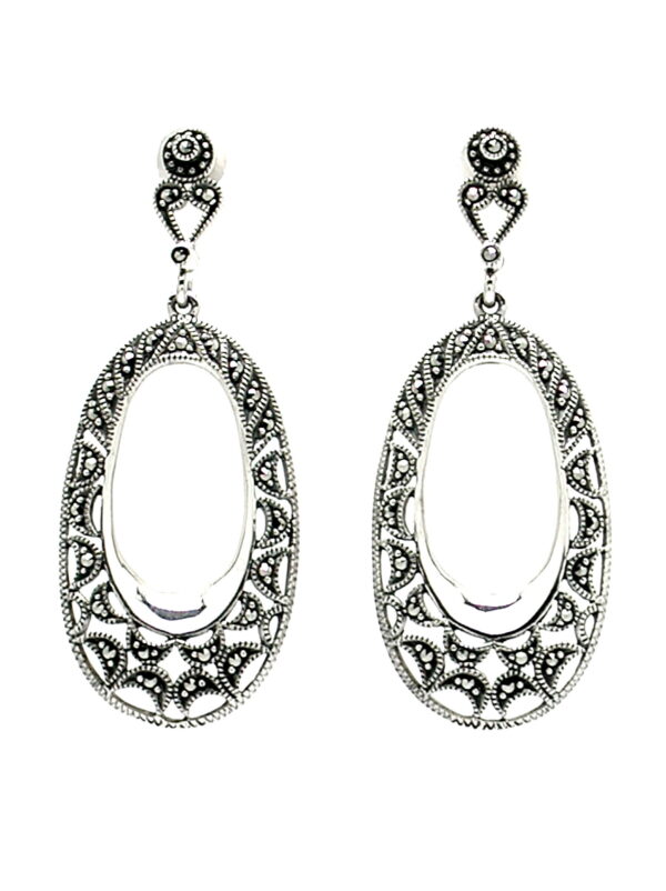 Pendientes de Plata de 1ª Ley (.925) calados con Marcasitas.