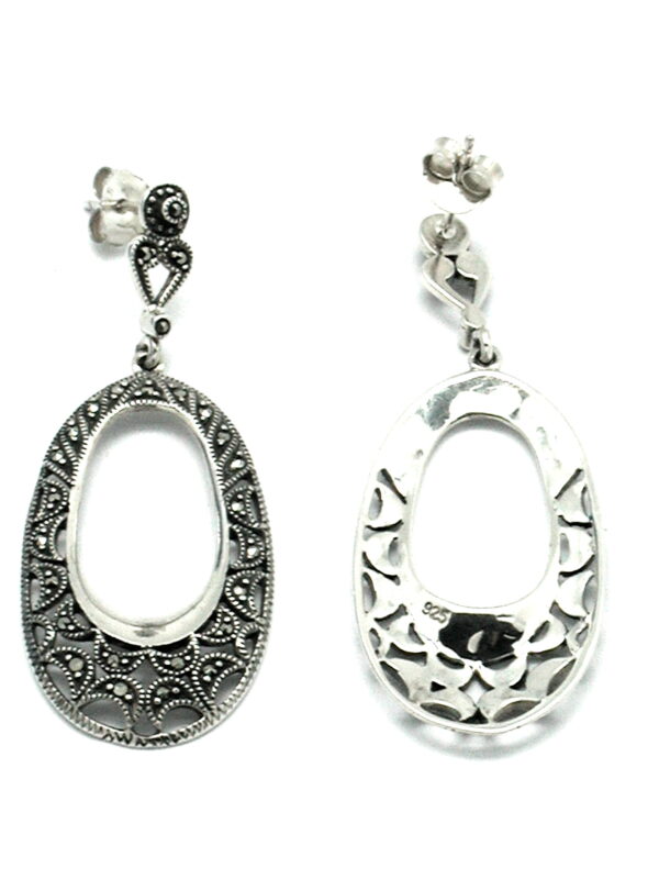 Pendientes de Plata de 1ª Ley (.925) calados con Marcasitas. - Imagen 2