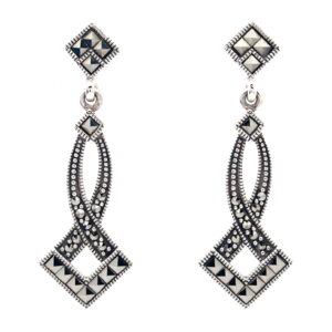 Pendientes de Plata de 1ª Ley (.925) con Marcasitas de estilo Nouveau.