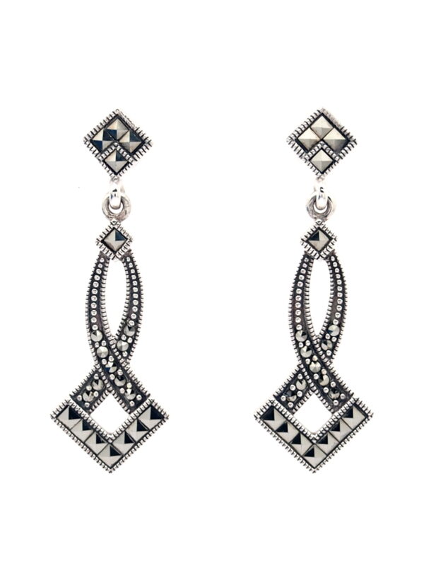Pendientes de Plata de 1ª Ley (.925) con Marcasitas de estilo Nouveau.