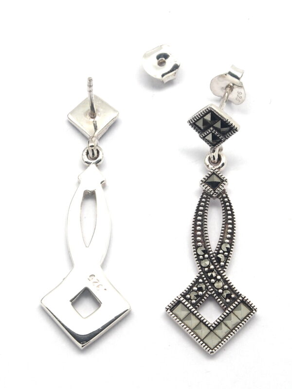 Pendientes de Plata de 1ª Ley (.925) con Marcasitas de estilo Nouveau. - Imagen 2