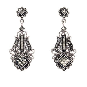 Pendientes de Plata de 1ª Ley (.925) con Marcasitas de estilo Modernista.