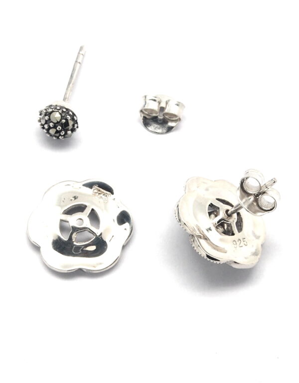 Pendientes de Plata de 1ª Ley (.925) con Marcasitas, con dos usos alternativos. - Imagen 2