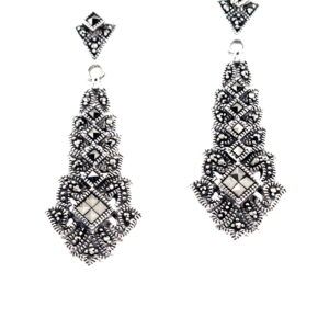 Pendientes de Plata de 1ª Ley (.925) con Marcasitas de estilo Modernista.