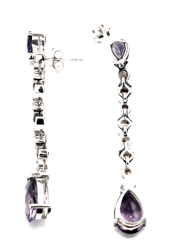 Pendientes de Plata de 1ª Ley  (.925) con Marcasitas y perilla de Amatista facetada. - Imagen 2