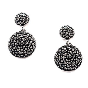 Pendientes de Plata de 1ª Ley (.925) con Marcasitas de estilo Clásico..