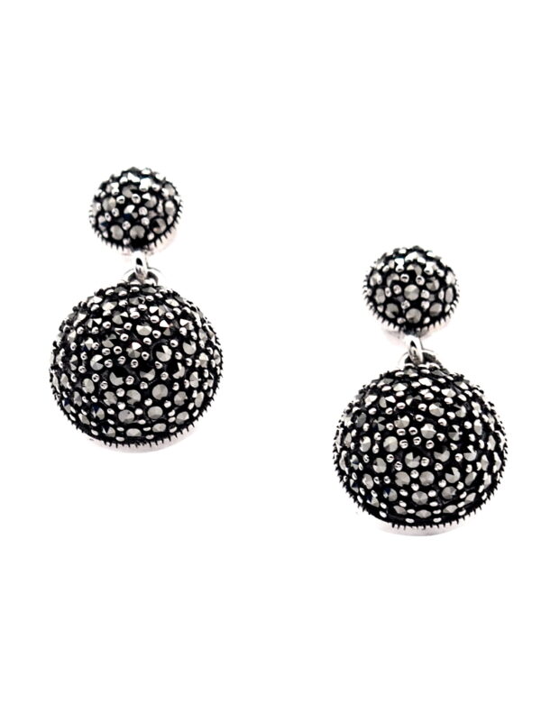 Pendientes de Plata de 1ª Ley (.925) con Marcasitas de estilo Clásico..