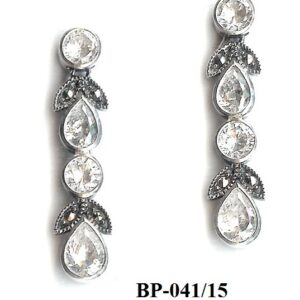 Pendientes Plata 1ª Ley (.925) con Marcasitas y circonitas incoloras.