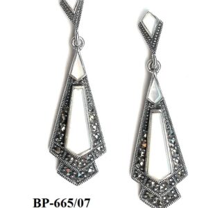 Pendientes Plara 1ª Ley (.925) con Marcasitas y Nácar de estilo Art Decó.