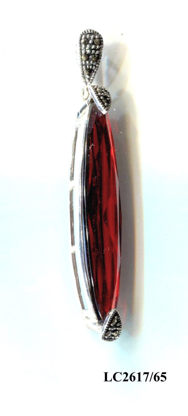 Colgante en Plata de 1ª Ley con marcasitas y circonita granate.