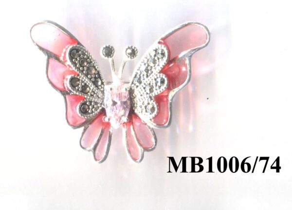 Broche con mariposa en Plata de 1ª Ley con marcasitas, esmalte y circonita.