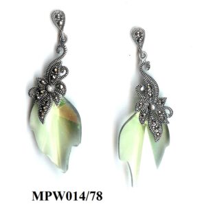 Pendientes con motivos vegetales en Plata de 1ª Ley (925) con marcasitas y Swarovski