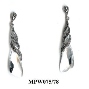 Pendientes de fantasía en Plata de 1ª Ley (925) con marcasitas y circonita.
