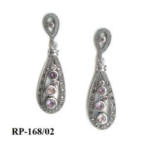 Pendientes Plata 1ª Ley (.925) con Marcasitas y Amatistas.