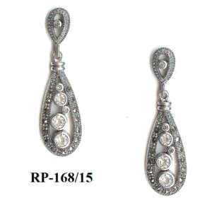 Pendientes Plata 1ª Ley (.925) con Marcasitas y Circonitas incoloras.
