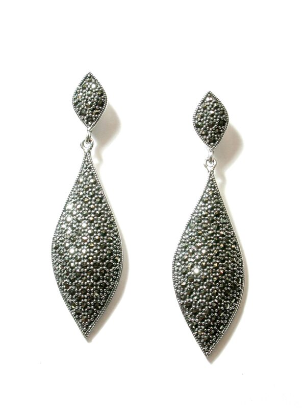 Pendientes Plata 1ª Ley (.925) con Marcasitas de estilo Clásico.