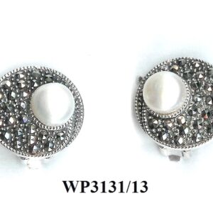 Pendientes Plata 1ª Ley (.925) con Marcasitas y Perla cultivada.