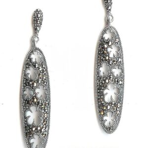 Pendientes Plata 1ª Ley (.925) con Marcasitas y calado floral.