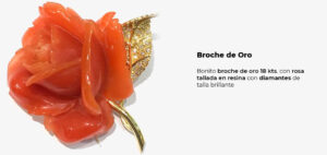 Broche rosa tallada